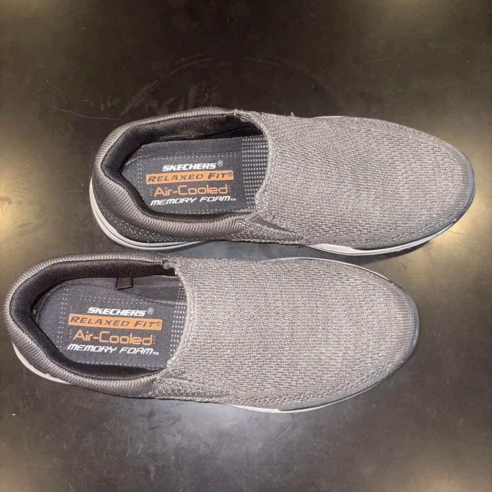 Skechers Men's RelaxedFit Air Cooled Sz 7 Gray Slipon Shoes Walking Sneakers EUC